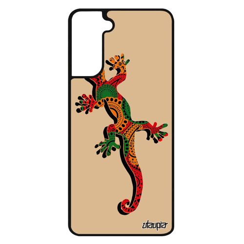 Coque telephone pour Samsung Galaxy S21+ Plus silicone salamandre housse animal jamaique rasta reptile ethnique lezard hippie noir
