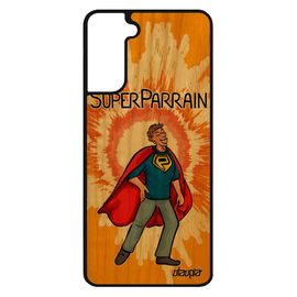Coque Silicone Telephone Samsung Galaxy S21 Bois Super Parrain Antichoc Rigide Orange Texte Bd Souple Heros Motif Comics Drole Etui