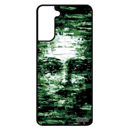 Coque Pour Galaxy S21+ Plus En Silicone Portrait De Protection Noir Cover Illusion Femme Art Peinture Visage Artistique Vert Samsung
