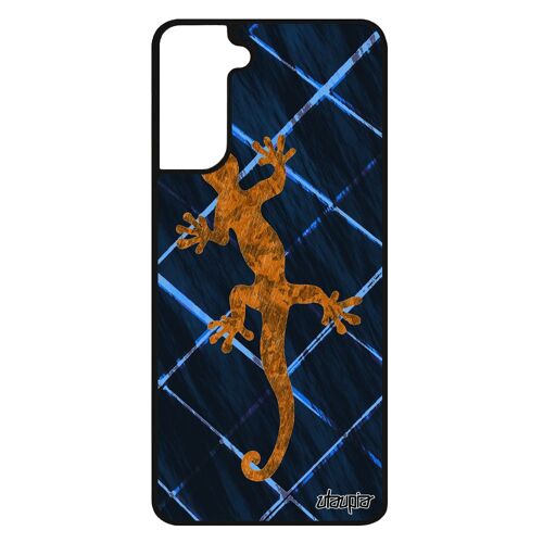 Coque pour Samsung S21+ Plus silicone salamandre grille animaux noir lezard dessin smartphone reptile de protection image galaxy