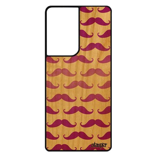Coque Pour Samsung Galaxy S21 Ultra Bois Silicone Moustache Homme Couleur 4g Antichoc Pipe Peinture Noir Fille Tendance Rose Vintage