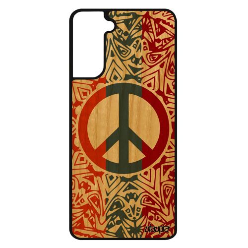 Coque silicone Samsung S21+ Plus bois Peace and love reggae mandala housse yoga Gris Paix et amour hippie & rosace telephone galaxy