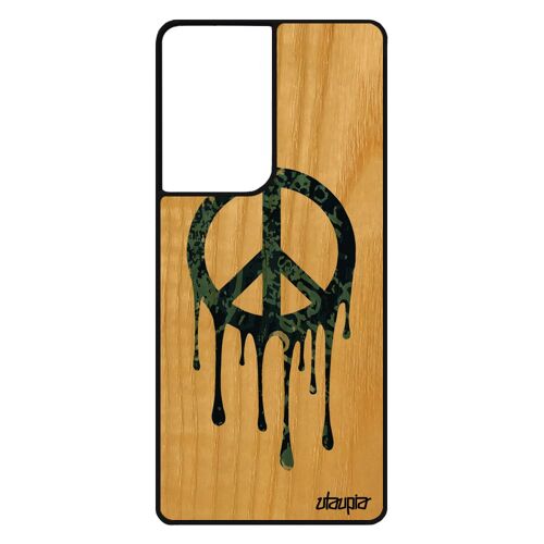 Coque en bois peace and love antichoc Galaxy S21 Ultra silicone solide & homme hippie graffiti Gris rasta paix et amour TPU Samsung