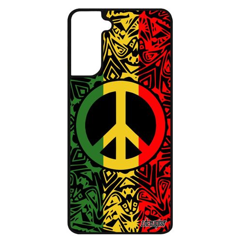 Coque S21+ Plus Silicone Peace And Love Paix Et Amour Personnalisé Aluminium & Yoga Souple Portable Reggae Jaune Noir Samsung Galaxy
