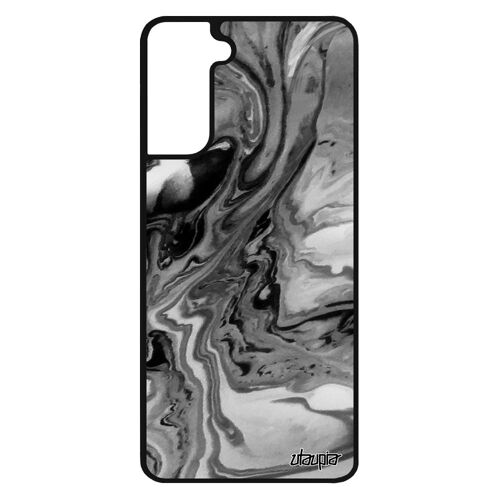 Coque Telephone S21 En Silicone Peinture Marbre Jolie Authentique Decoratif Matiere Acrylique Gris Motif Personnalisé Samsung Galaxy