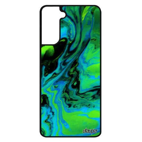 Coque S21+ Plus Silicone Peinture Authentique Personnalisé Effet Alu Design Vert Motif Sm-G996b Etui Made In France Samsung Galaxy