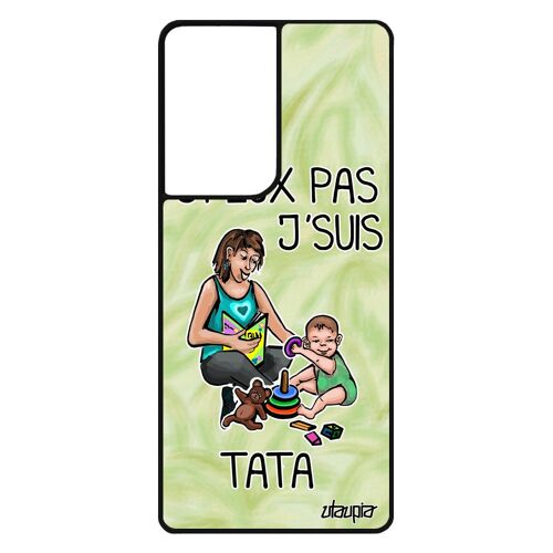 Coque pour Galaxy S21 Ultra silicone j'peux pas j'suis tata drole cadeau d'anniversaire de protection jpeux je humour vert Samsung