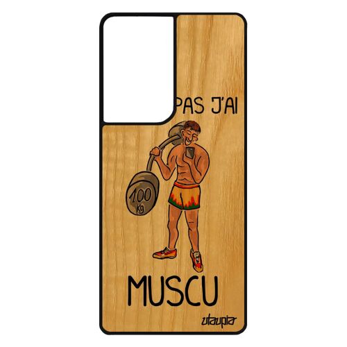 Coque Pour Samsung S21 Ultra Bois Silicone Humour J'peux Pas J'ai Muscu Orange Humoristique Crossfit Drole Souple Mobile Noir Galaxy