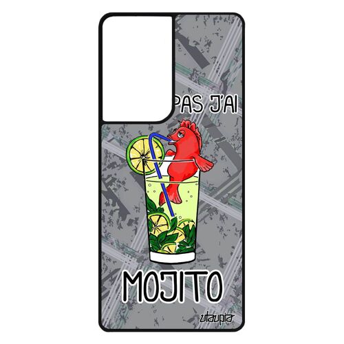 Coque Humour J'peux Pas J'ai Mojito Galaxy S21 Ultra Silicone Gris Antichoc Poisson Rouge Etui Humour Apero Original Drole Samsung