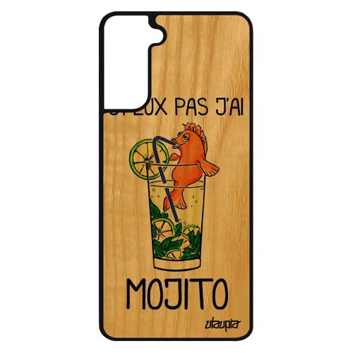 Coque Bois Veritable S21 Silicone Humour J'peux Pas J'ai Mojito Sm-G991b/Ds Noir Orange Comique Portable Personnalisé Samsung Galaxy