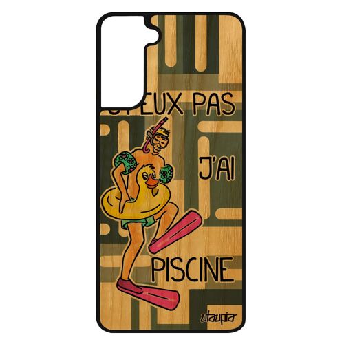 Coque bois pour S21+ Plus silicone j'peux pas j'ai piscine de protection humoristique case comique solide rigide Gris Samsung galaxy