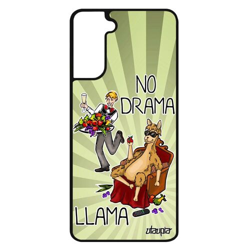 Coque S21+ Plus silicone no drama lama personnalisé vert case llama drole comique bd cartoon texte dramalama animal Samsung galaxy