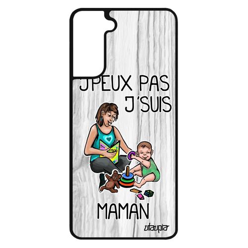 Coque Samsung S21 silicone jpeux pas j'suis maman parent housse smartphone gris humoristique metal famille je made in France galaxy