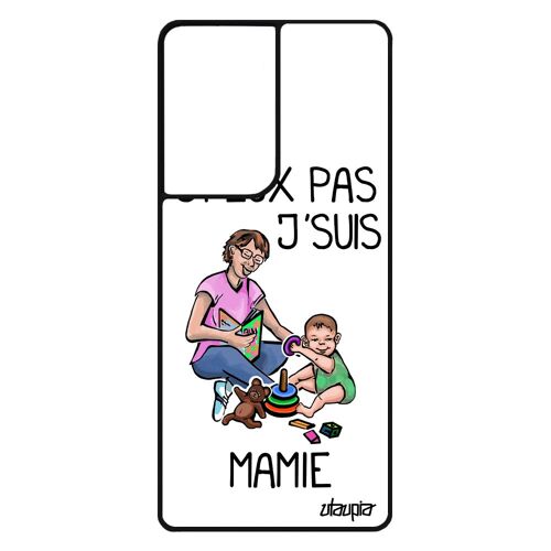 Coque Samsung S21 Ultra silicone j'peux pas j'suis mamie mamy blanc jpeux grand mere humoristique drole bande dessinée noir galaxy