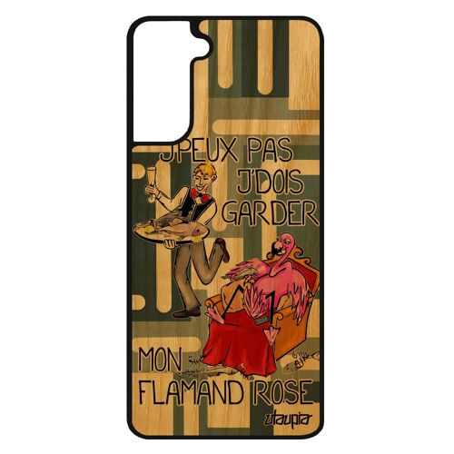 Coque Silicone Samsung S21+ Plus En Bois Naturel J'peux Pas J'dois Garder Mon Flamand Rose Bumper Noir Animal Cartoon Jpeux Galaxy