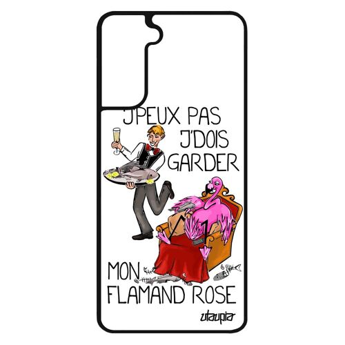 Coque Galaxy S21 silicone j'peux pas j'dois garder mon flamand rose humoristique noir blanc humour drole paradis je housse Samsung