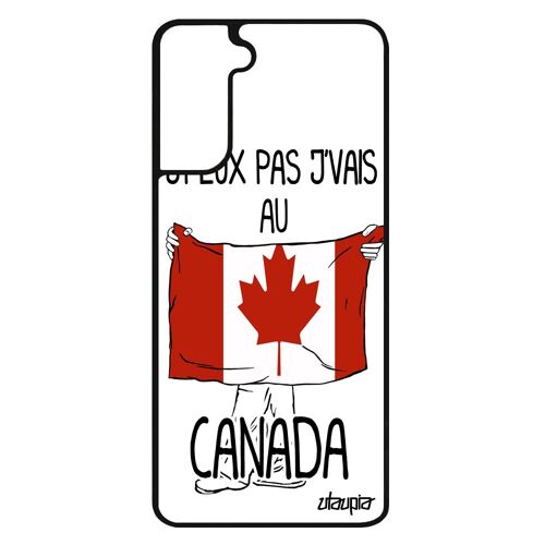 Coque Galaxy S21+ Plus En Silicone J'peux Pas J'vais Au Canada Housse Foot Football Drapeau Canadien Antichoc Made In France Samsung