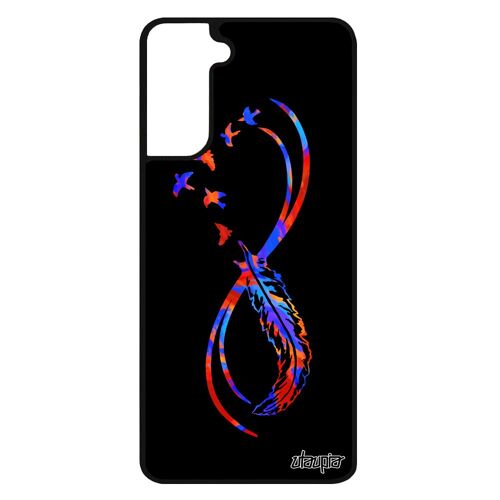 Coque Infini Galaxy S21+ Plus Silicone Orange Smartphone Multicolore Fille Oiseau Plume Eternel Dessin Tattoo Case Tpu Etui Samsung