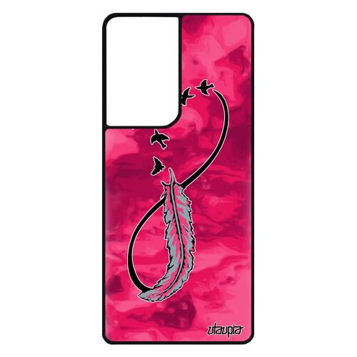 Coque infini Samsung S21 Ultra silicone Rose femme univers portable oiseau cadeau saint valentin amour cover telephone nuage galaxy