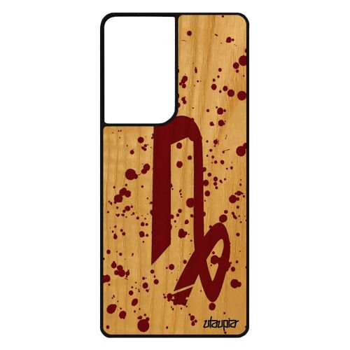 Coque S21 Ultra Bois Silicone Signe Du Zodiaque Capricorne Homme Planete Dessin Personnalisé Astrologique Horoscope Samsung Galaxy