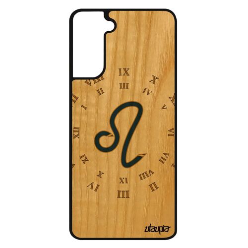 Coque Pour Samsung S21+ Plus En Bois Silicone Signe Lion Case Sm-G996b Avenir Bleu Galaxie Du Zodiaque Femme Horloge Univers Galaxy