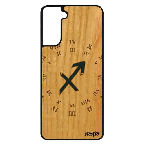 Coque silicone pour Samsung Galaxy S21+ Plus bois Signe sagittaire smartphone telephone solide astrologique univers du zodiaque Bleu