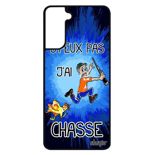Coque S21+ Plus en silicone jpeux pas j'ai chasse drole Bleu rigide humoristique portable telephone bd unique homme Samsung galaxy