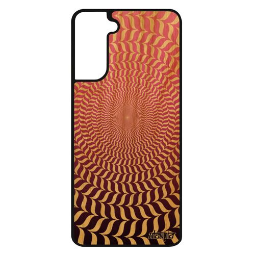 Coque S21+ Plus Bois Silicone Illusion D'optique Etui Magique Rond Portable Spirale Effet Geometrique Frêne Telephone Samsung Galaxy