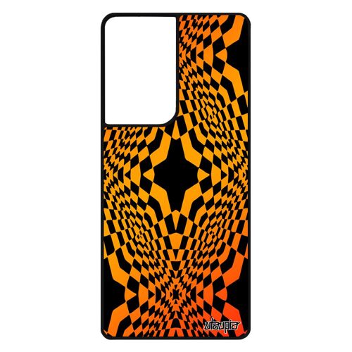 Coque pour S21 Ultra silicone illusion d'optique magie housse graphique etoile 4G geometrique unique effet orange de Samsung galaxy