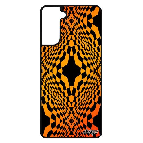 Coque Galaxy S21+ Plus Silicone Illusion D'optique Graphique Moderne Geometrique Tpu Bumper Losange Etoile Orange Magie Case Samsung