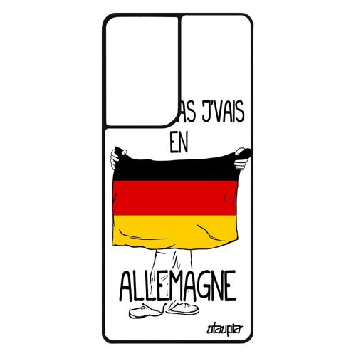Coque silicone Galaxy S21 Ultra j'peux pas j'vais en allemagne football coupe d'europe housse design noir Euro smartphone et Samsung