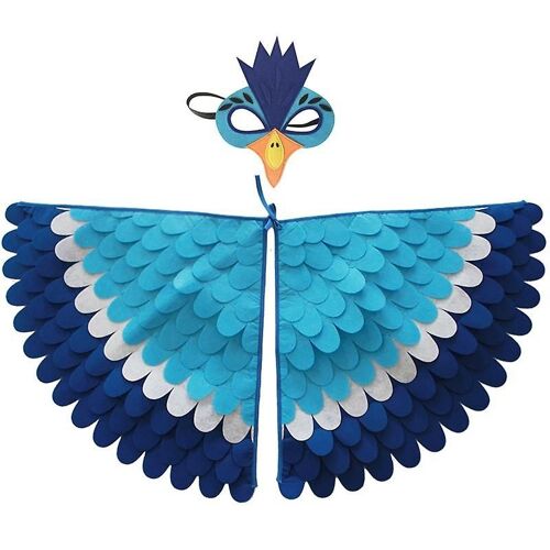 Ensemble De Costumes D'ailes D'oiseaux Cape De Perroquet De Paon D'halloween Avec Masque En Feutre Déguisements Pour Enfants