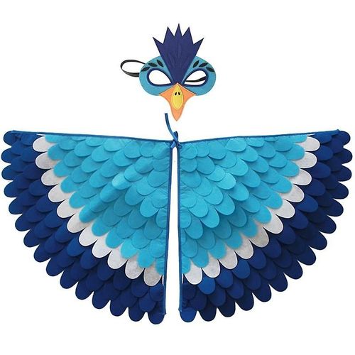 Ensemble De Costumes D'ailes D'oiseaux Cape De Perroquet De Paon D'halloween Avec Masque En Feutre Déguisements Pour Enfants