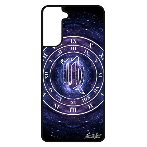 Coque Galaxy S21+ Plus Silicone Signe Astrologique Vierge Montre Bleu Caoutchouc Horoscope Galaxie Du Zodiaque Etoiles Noir Samsung