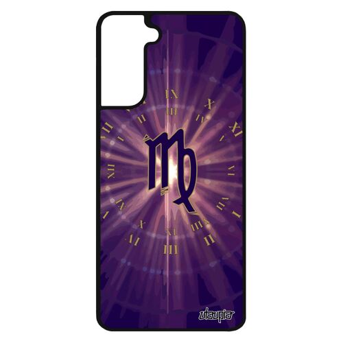 Coque Samsung S21 silicone Signe vierge galaxie etui soleil motif astrologique univers de protection etoiles telephone Violet galaxy