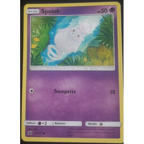 Carte Pokémon Spoink 41/111 - Soleil Et Lune / Invasion Carmin (Vf)