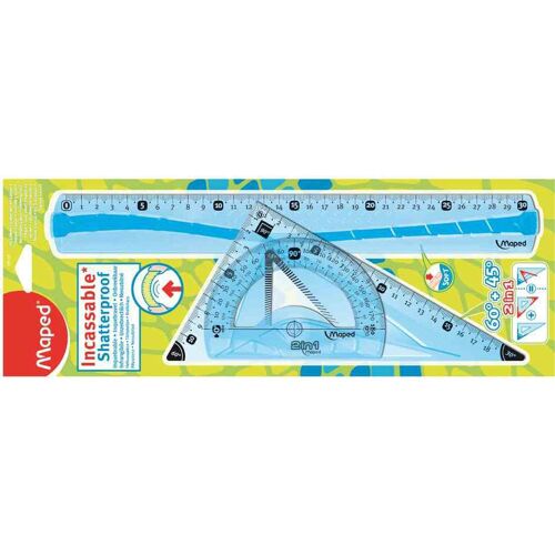 Maped Kit 3 Instruments De Traçage Avec Équerre 2 En 1 - Incassable Flex