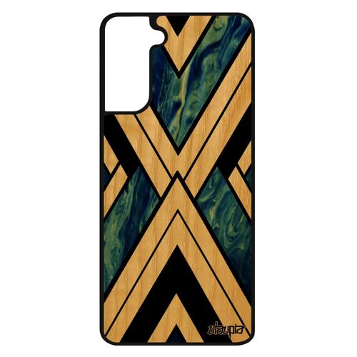 Coque Silicone Pour Samsung S21+ Plus Bois Marbre De Protection Coloré Matiere Portable Triangle Mobile Dessin Motif Design Galaxy