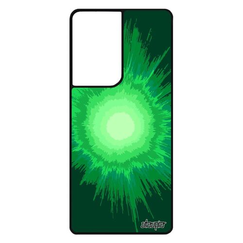 Coque Explosion Galaxy S21 Ultra Silicone Housse Soleil Texture Dessin Vert Rigide Galaxie Original Espace Motif Design Etui Samsung