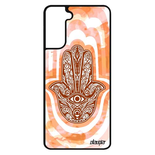 Coque pour Galaxy S21 silicone main de fatma mobile TPU antichoc afrique du nord berbere orange l'il dessin fatima khamsa Samsung