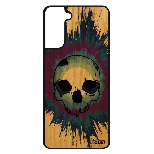 Coque En Bois Silicone Tete De Mort S21+ Plus Bleu Epouvante Noir Electro Graffitti Femme Os Gothique Squelette Punk Samsung Galaxy