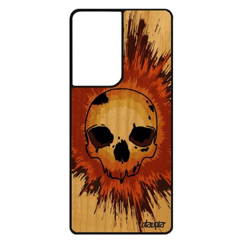 Coque Tete De Mort Samsung S21 Ultra En Bois Silicone De Protection Crane Marron Noir Squelette Vintage Emo Smartphone Enfer Galaxy
