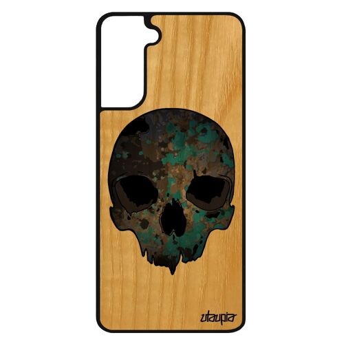 Coque Bois Tete De Mort Pour Samsung Galaxy S21+ Plus Silicone Smartphone Electro Gothique Garcon Crane Rock Bleu Pirate Punk Housse