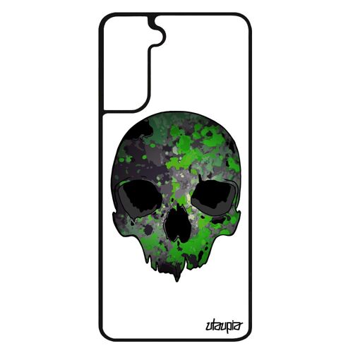 Coque S21+ Plus Silicone Tete De Mort Street Art Crane Squelette Techno Mobile Homme Urbain Vert Noir Os Horreur Etui Samsung Galaxy