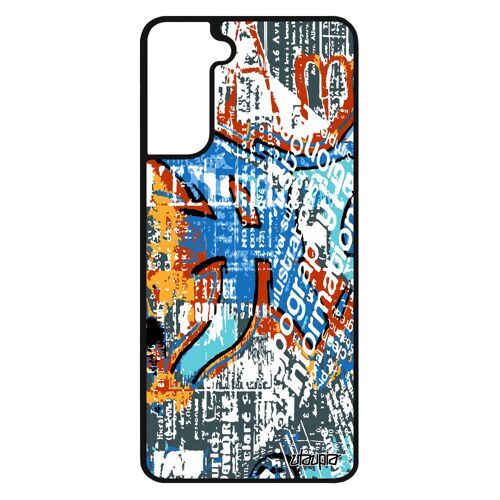 Coque S21 silicone street art fond effet orange portable ecriture tagué peinture antichoc tag graffiti rigide motif Samsung galaxy