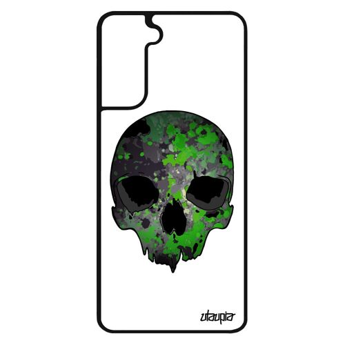 Coque tete de mort S21 silicone mobile housse biker masque etui os techno squelette bumper homme horreur Vert tattoo Samsung galaxy