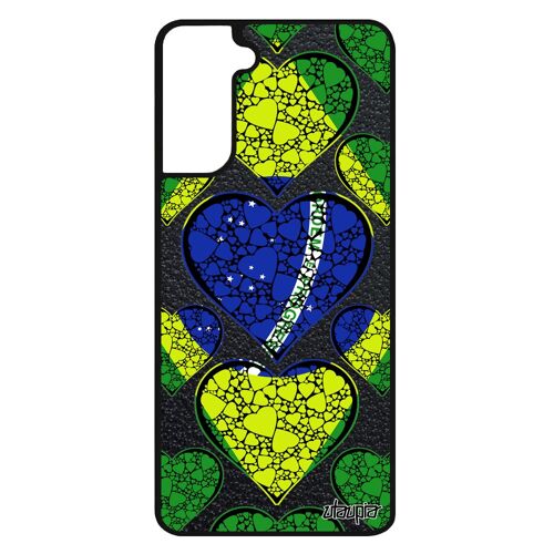 Coque Silicone Samsung Galaxy S21+ Plus Drapeau Bresil Bresilien Foot Football Antichoc Basket Telephone Copa America Made In France