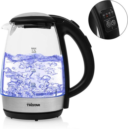 Bouilloire Électrique De 1,7l Sans Fil Avec Led 2200w Gris Noir