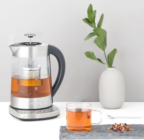 Bouilloire Électrique De 1,7l Sans Fil Avec Température Réglable 2400w Noir Gris