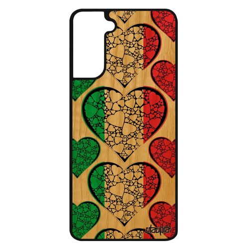 Coque Bois Veritable Samsung S21+ Plus Silicone Drapeau Hongrie Hongrois Mobile Euro Foot Caoutchouc Coeur Basket Housse Galaxy